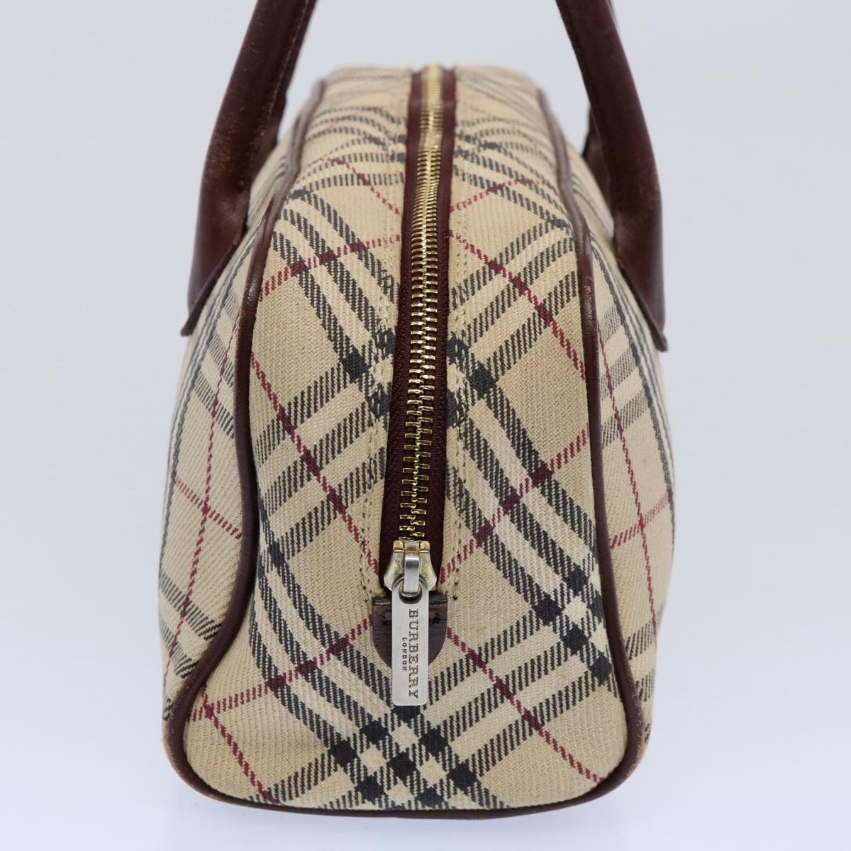 BURBERRY Nova Check Blue Label Hand Bag Canvas Beige Brown Auth uy143