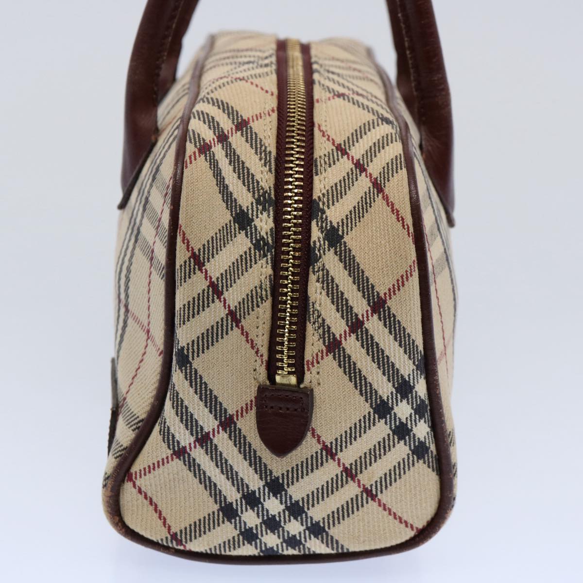 BURBERRY Nova Check Blue Label Hand Bag Canvas Beige Brown Auth uy143