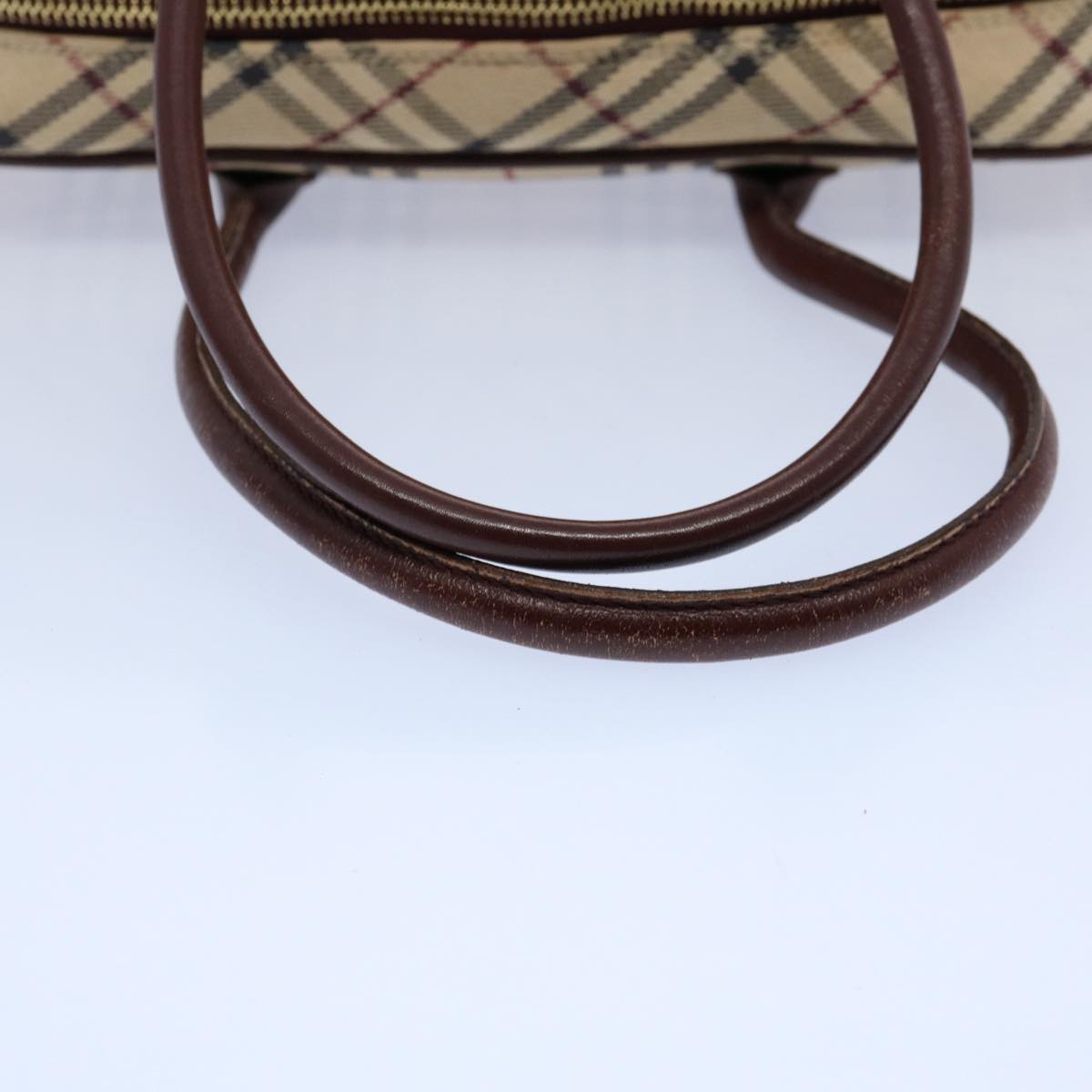 BURBERRY Nova Check Blue Label Hand Bag Canvas Beige Brown Auth uy143