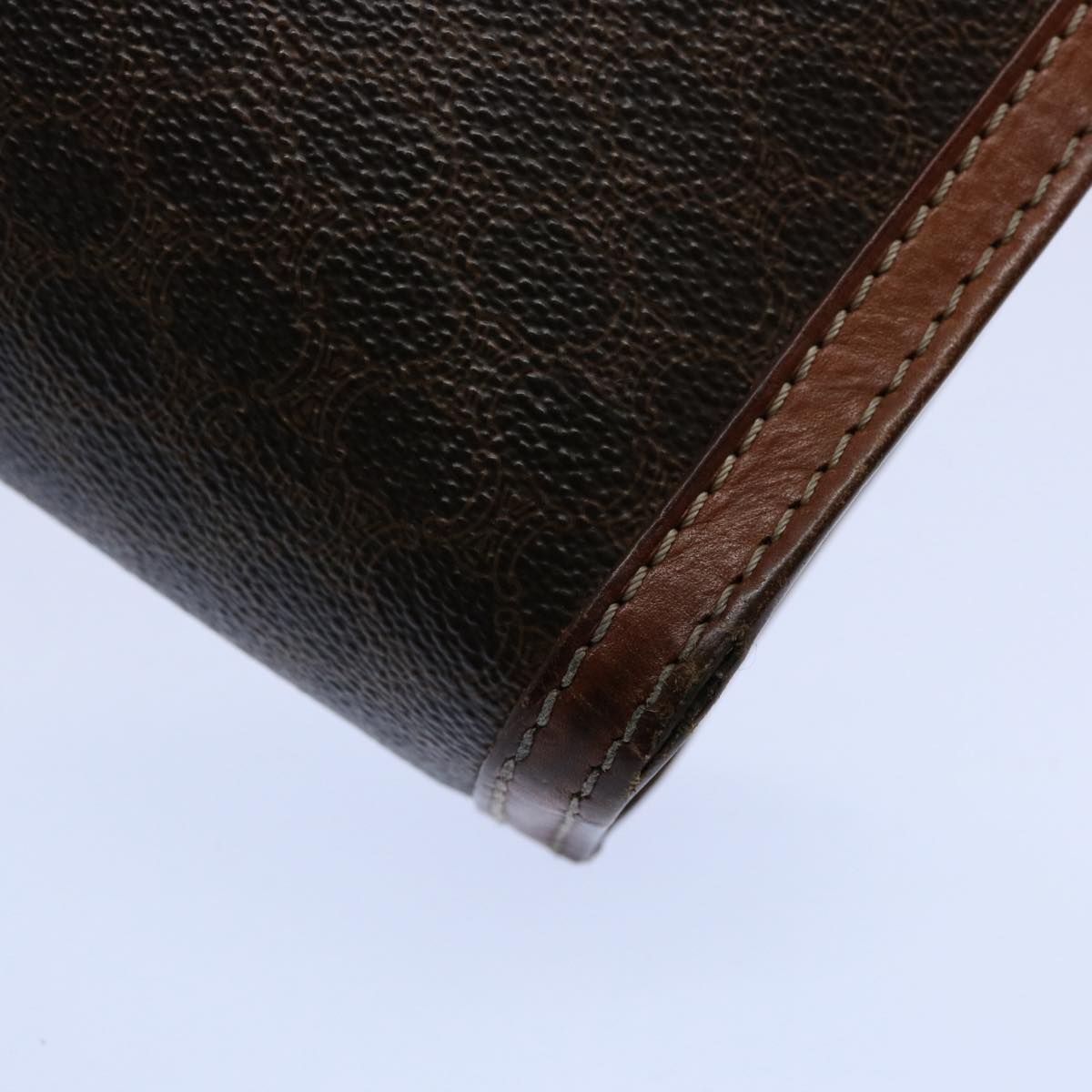 CELINE Macadam Canvas Clutch Bag PVC Leather Brown Auth uy144