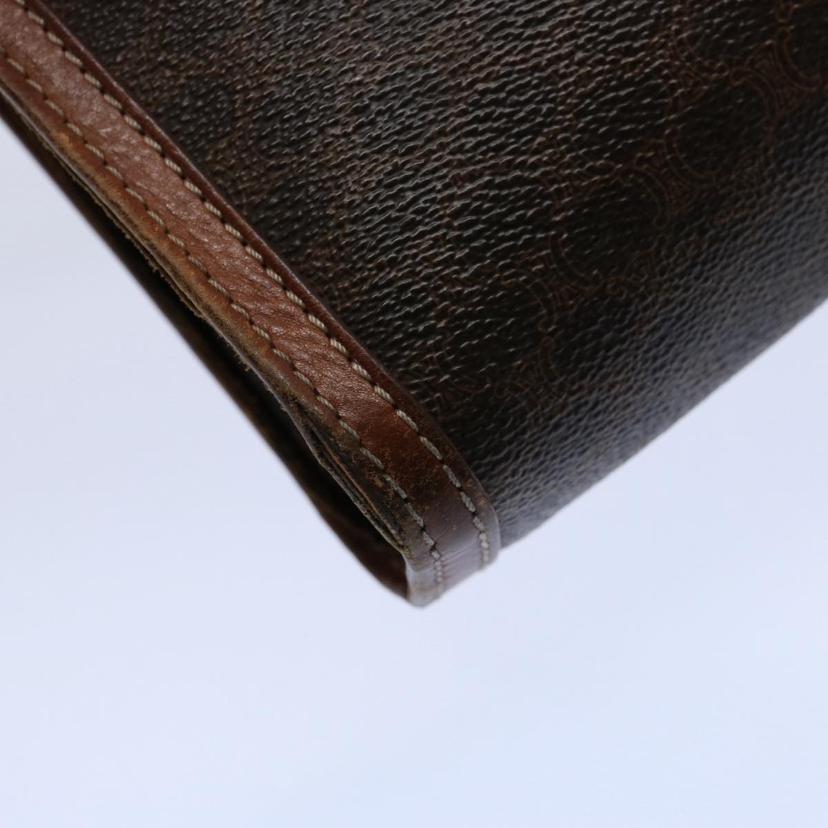 CELINE Macadam Canvas Clutch Bag PVC Leather Brown Auth uy144