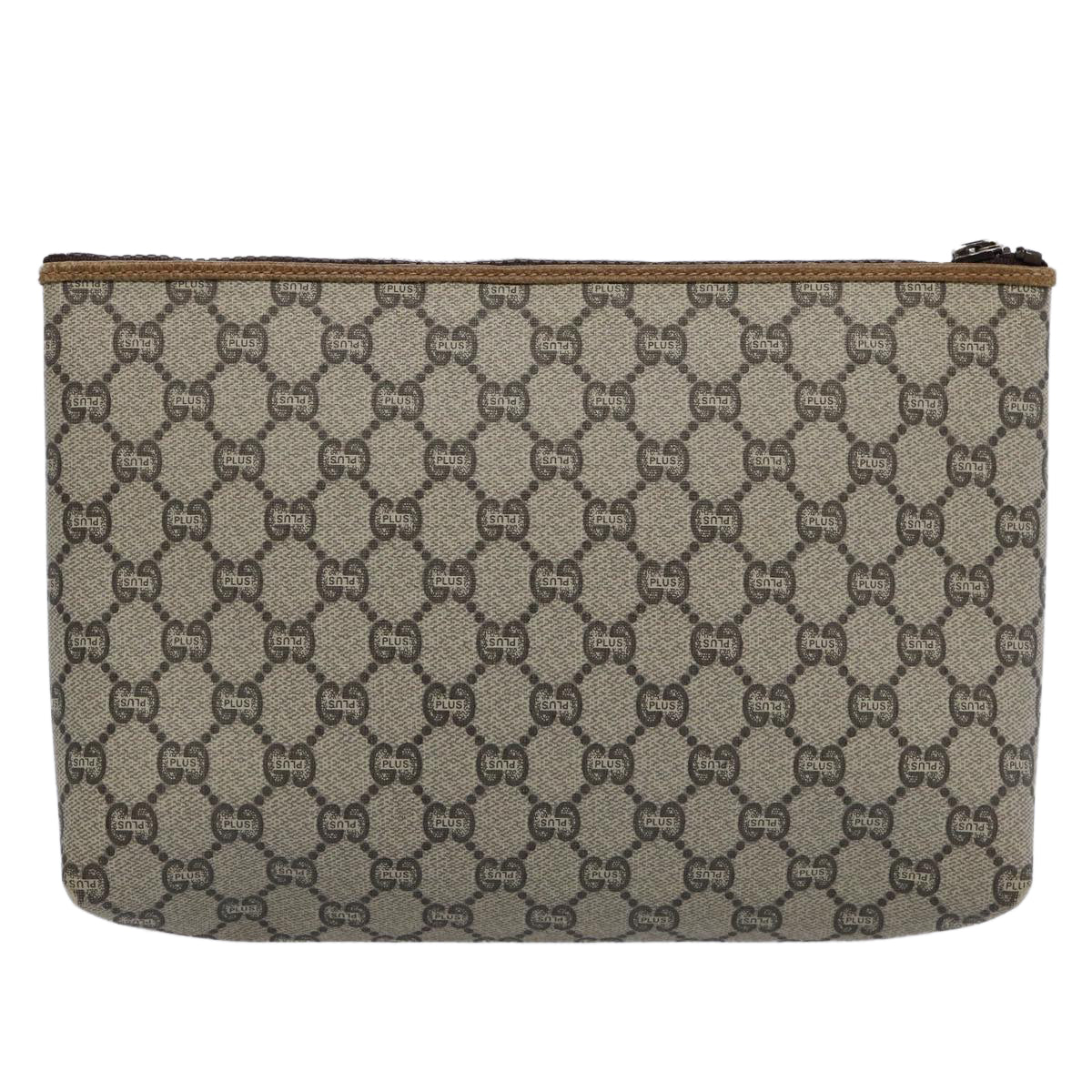 GUCCI GG PLUS Canvas Clutch Bag PVC Beige Auth uy148 - 0