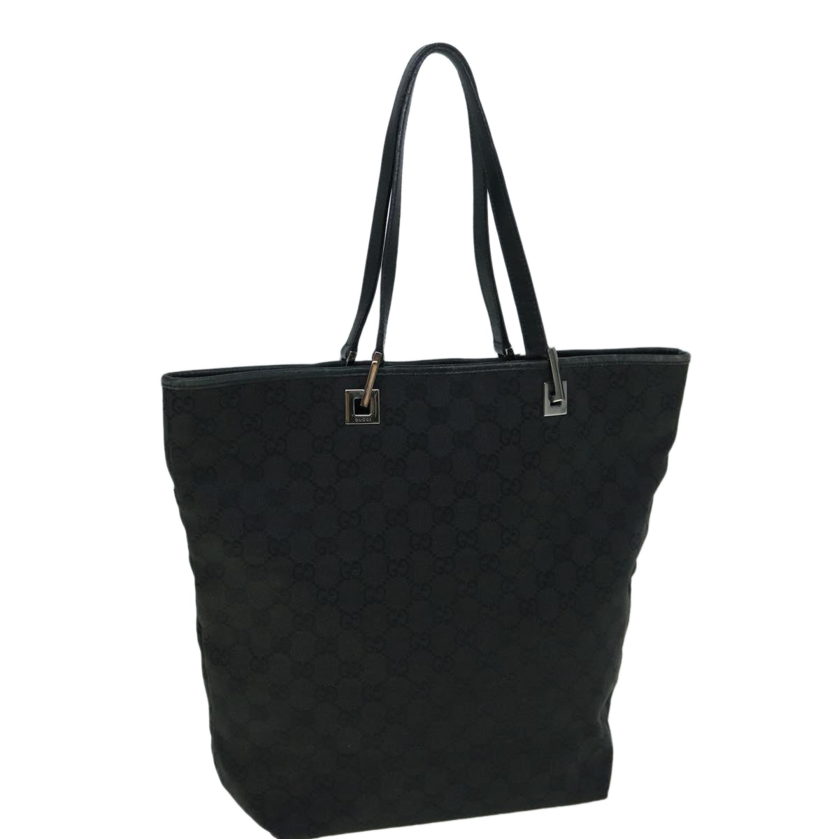 GUCCI GG Canvas Tote Bag Black 31243 Auth uy150