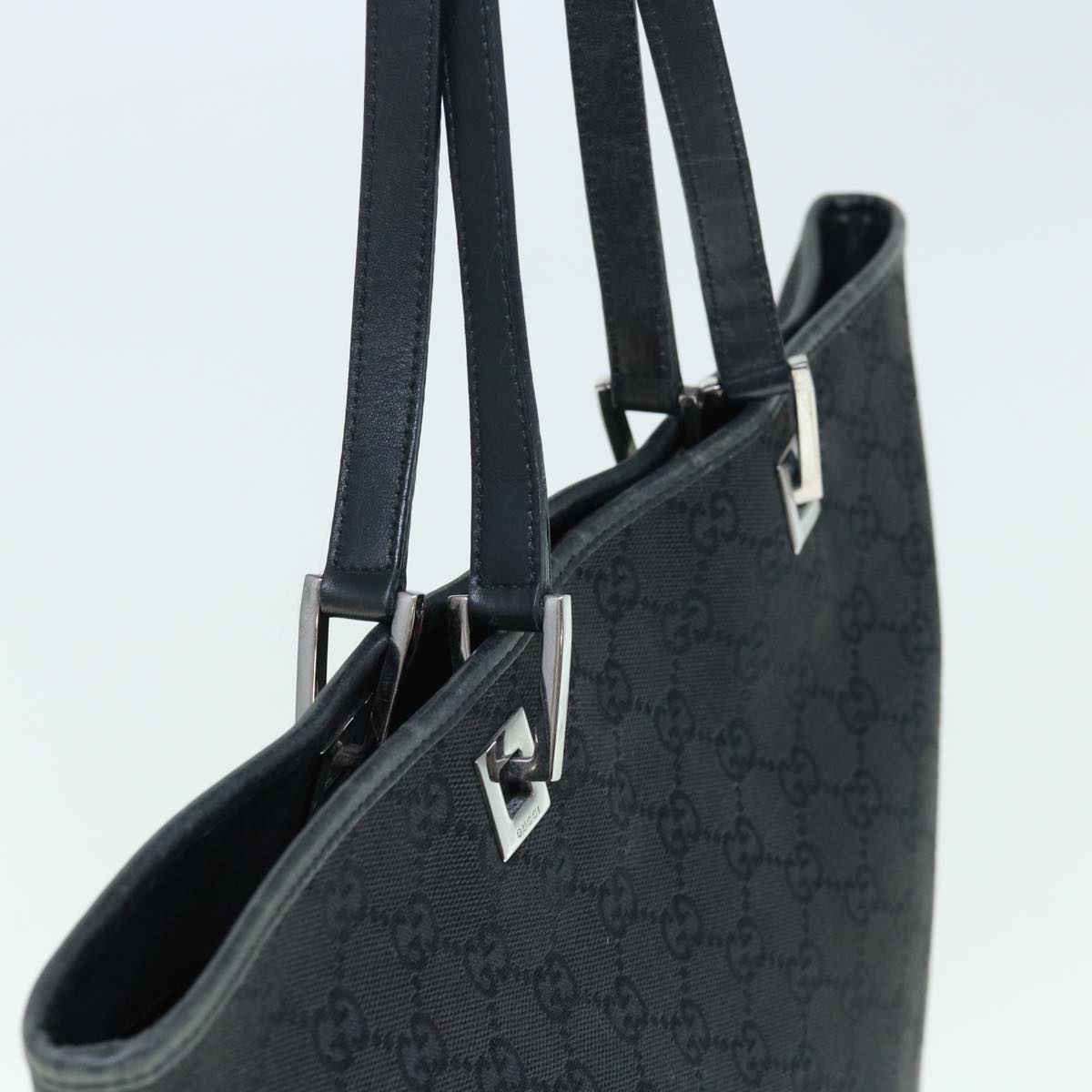 GUCCI GG Canvas Tote Bag Black 31243 Auth uy150