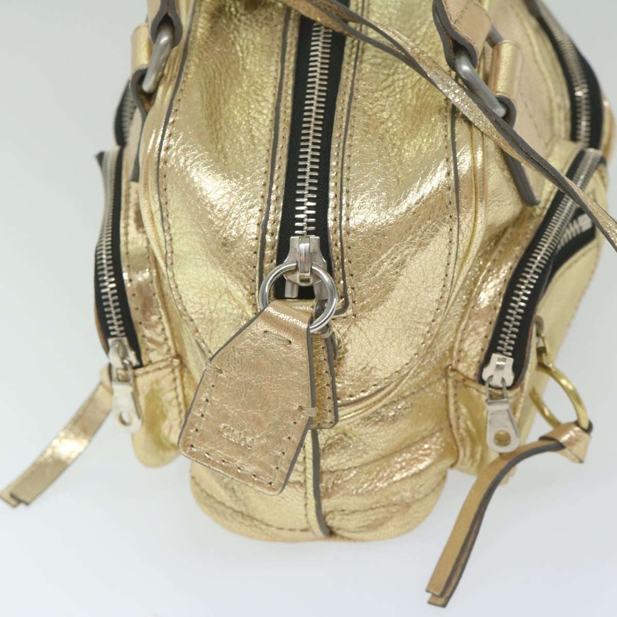 Chloe Shoulder Bag Leather Gold Tone Auth uy155