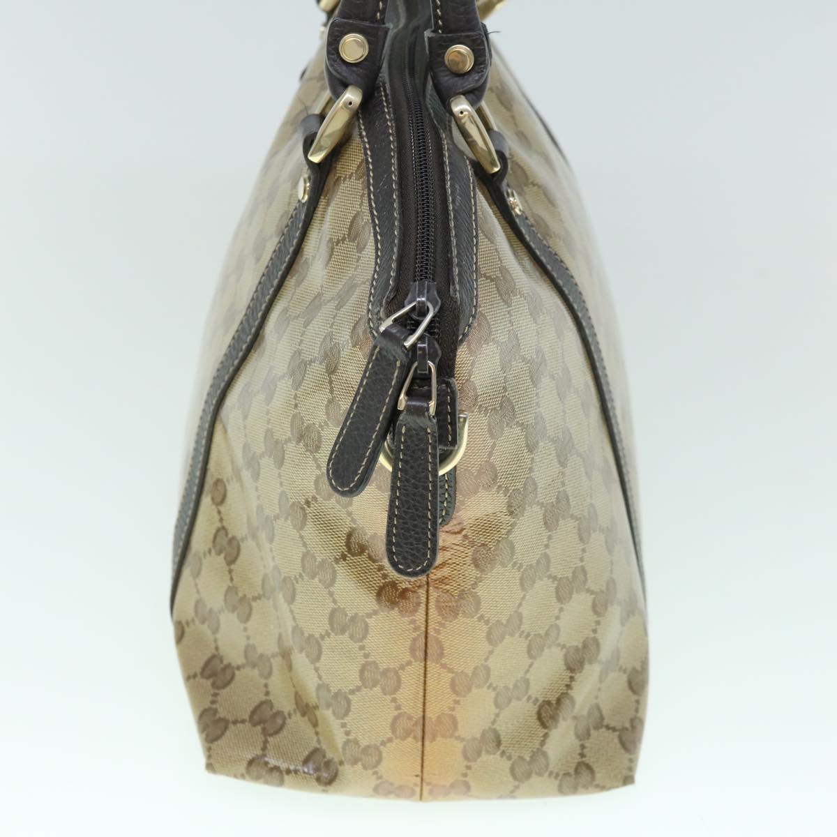 GUCCI GG Crystal Canvas Shoulder Bag Coated Canvas 2way Beige 341503 Auth uy159