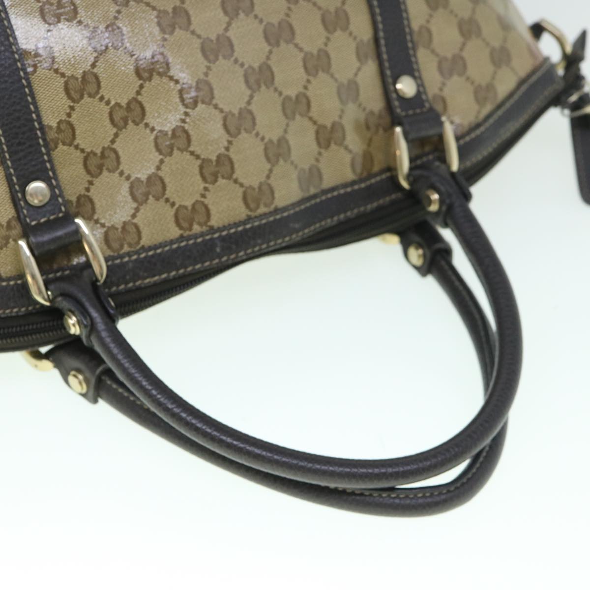 GUCCI GG Crystal Canvas Shoulder Bag Coated Canvas 2way Beige 341503 Auth uy159