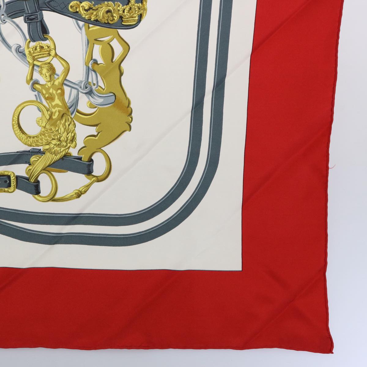 HERMES Carre 90 BRIDES de GALA Scarf Silk Red Auth uy165