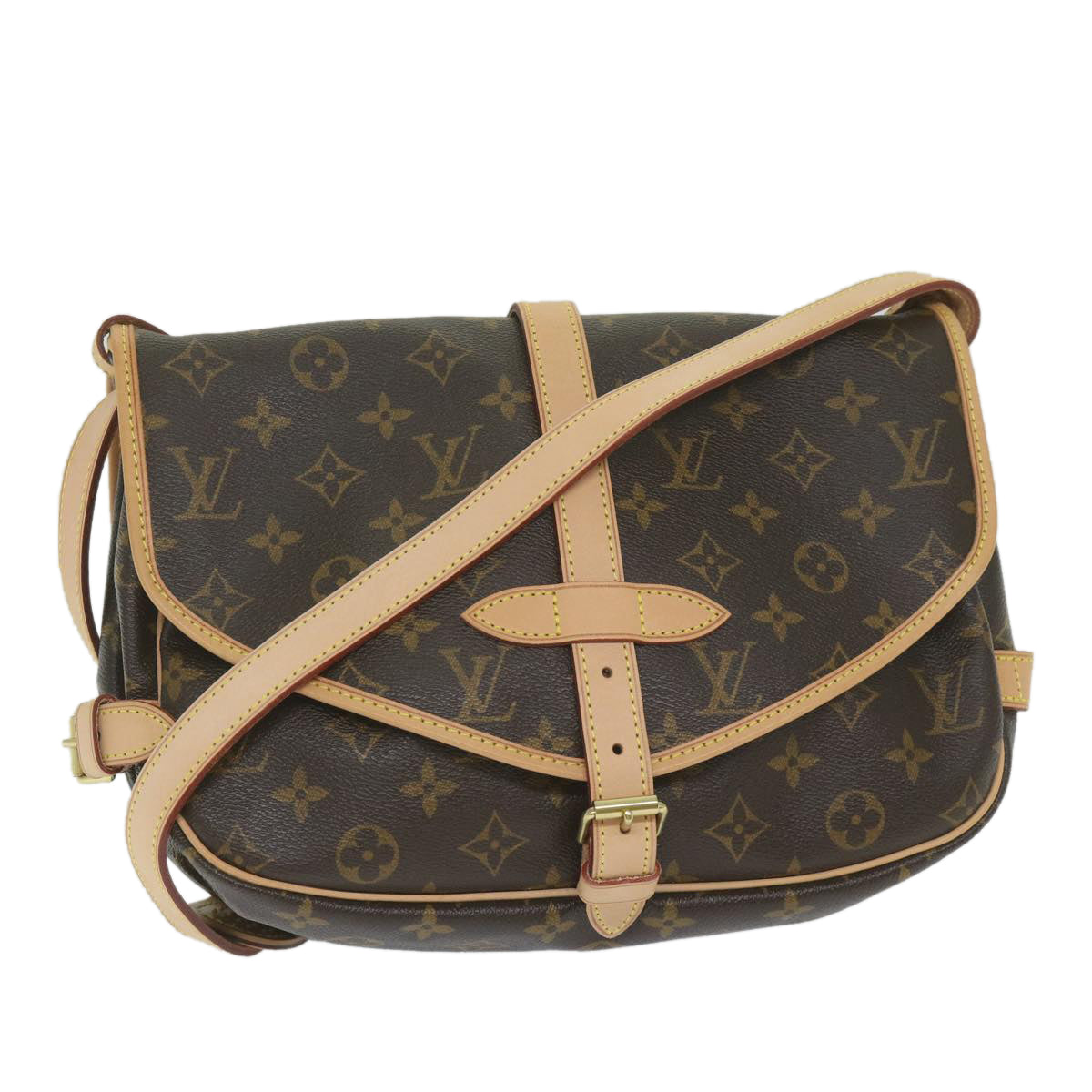 LOUIS VUITTON Monogram Saumur 30 Shoulder Bag M42256 LV Auth uy166A