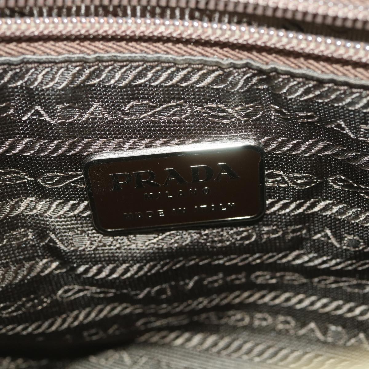 PRADA Hand Bag Satin Beige Auth yb004