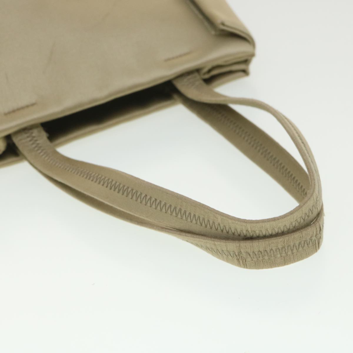 PRADA Hand Bag Satin Beige Auth yb004