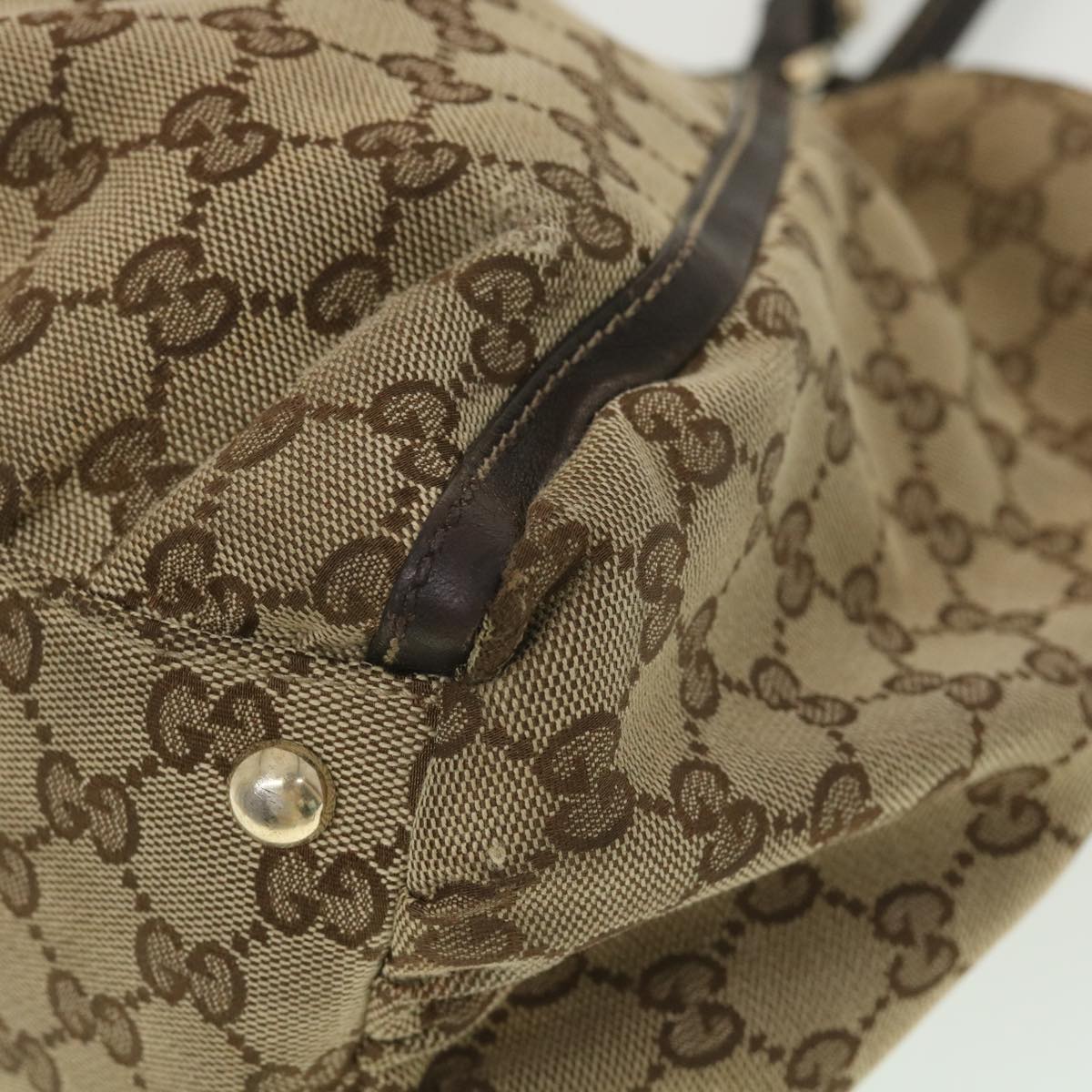 GUCCI GG Canvas Shoulder Bag Beige 189835 Auth yb011