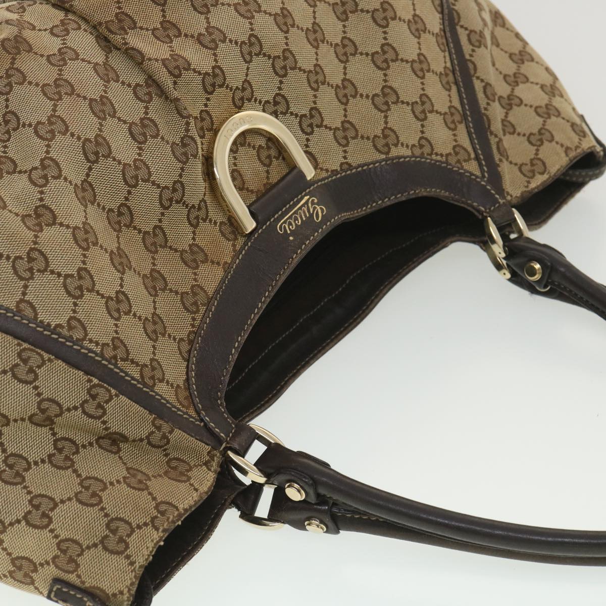 GUCCI GG Canvas Shoulder Bag Beige 189835 Auth yb011