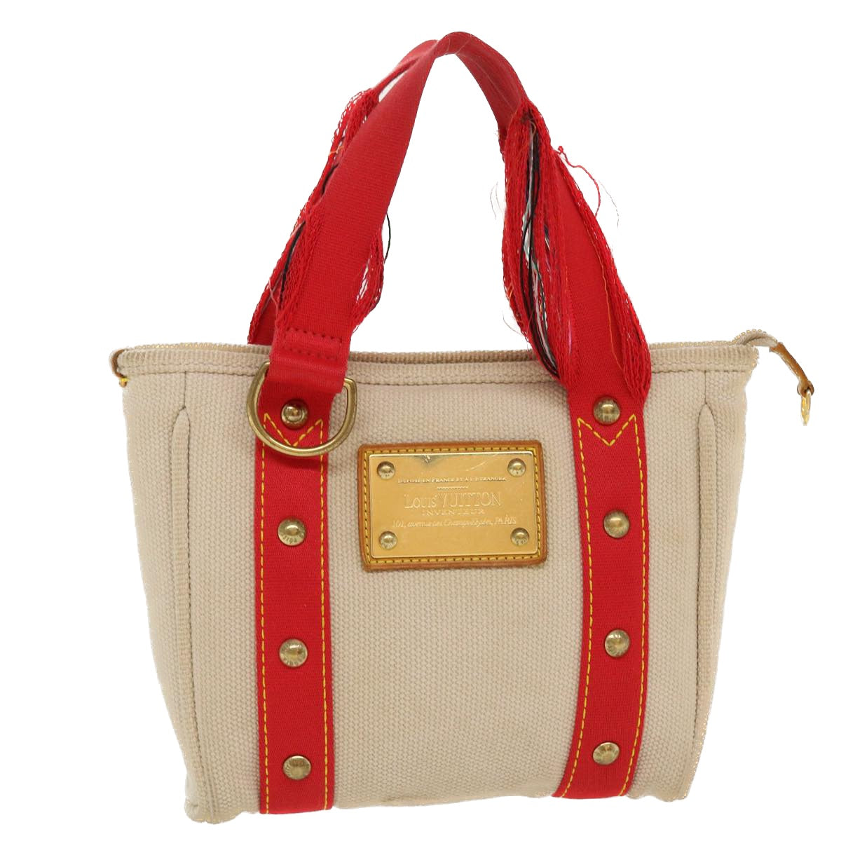 LOUIS VUITTON Antigua Cabas PM Hand Bag Red Beige M40038 LV Auth yb012