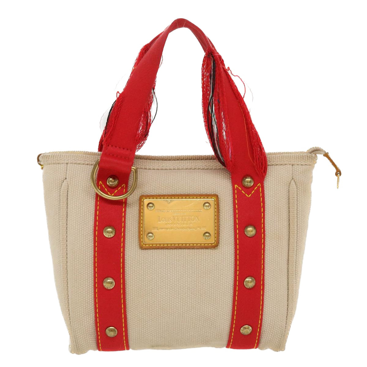 LOUIS VUITTON Antigua Cabas PM Hand Bag Red Beige M40038 LV Auth yb012