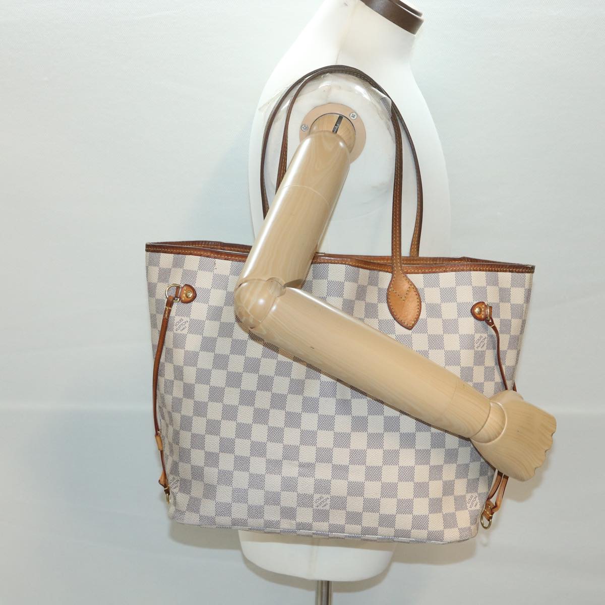 LOUIS VUITTON Damier Azur Neverfull MM Tote Bag N41605 LV Auth yb018