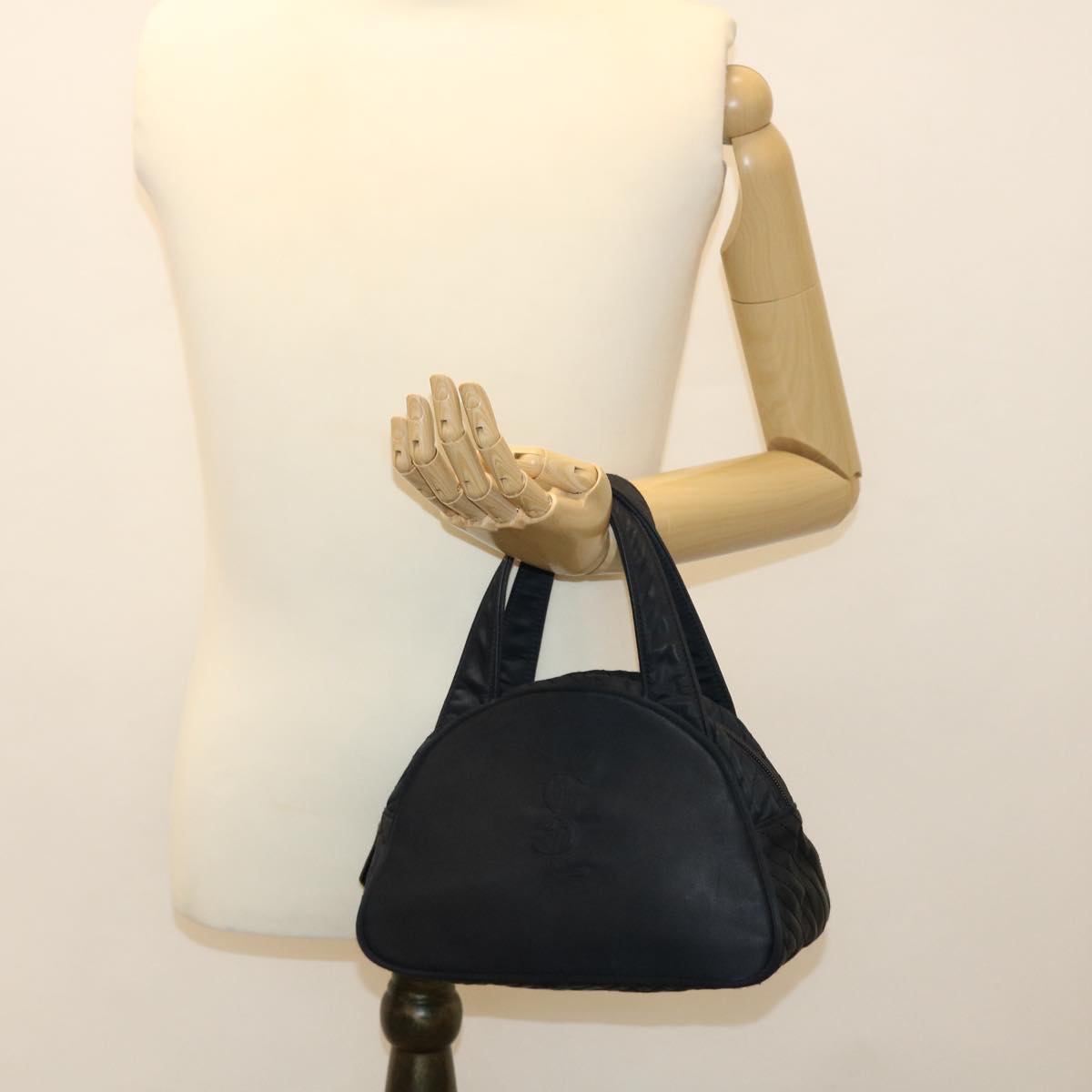 SAINT LAURENT Hand Bag Nylon Vintage Black Auth yb028
