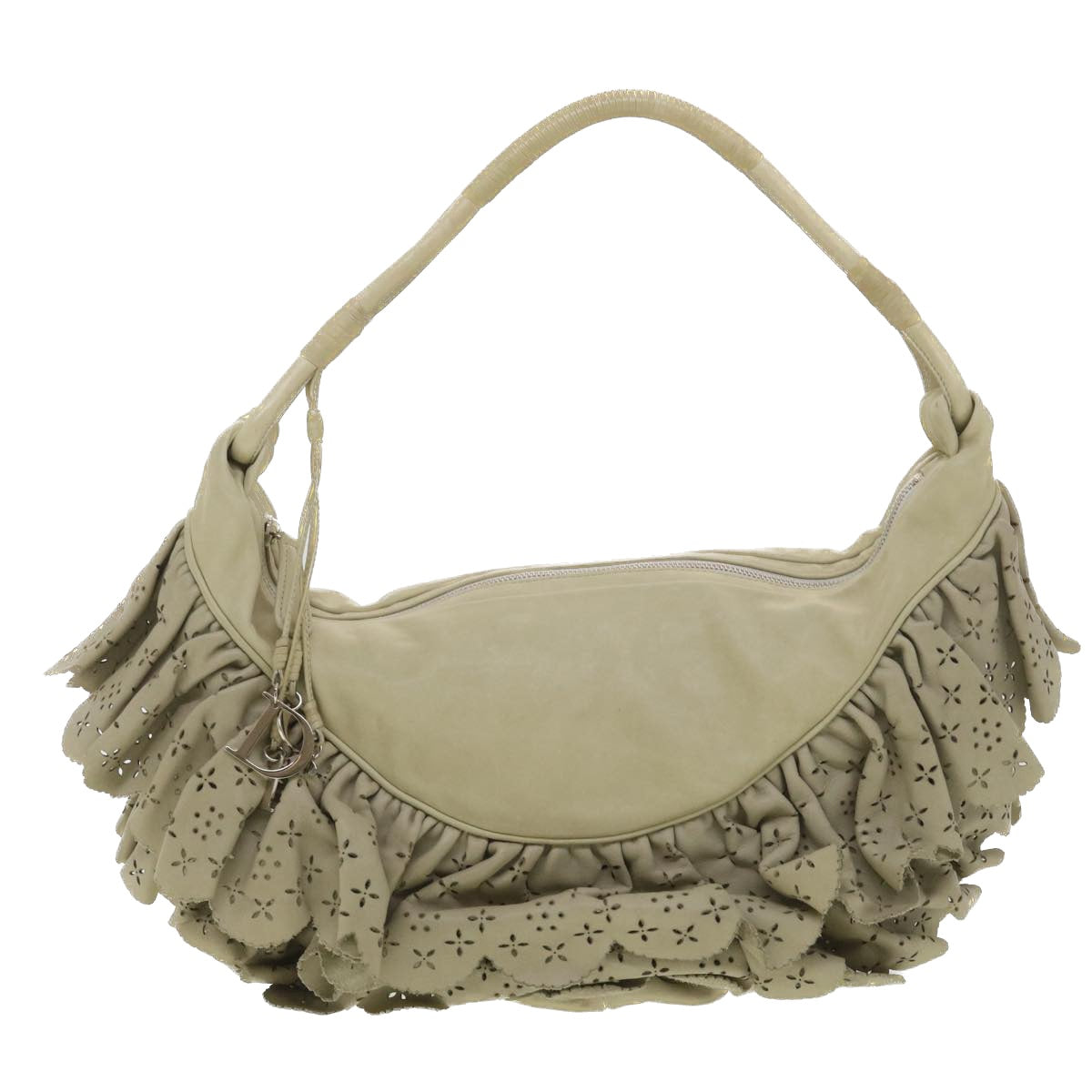 Christian Dior Gypsy Shoulder Bag Leather Beige 07-BO-1027 Auth yb037