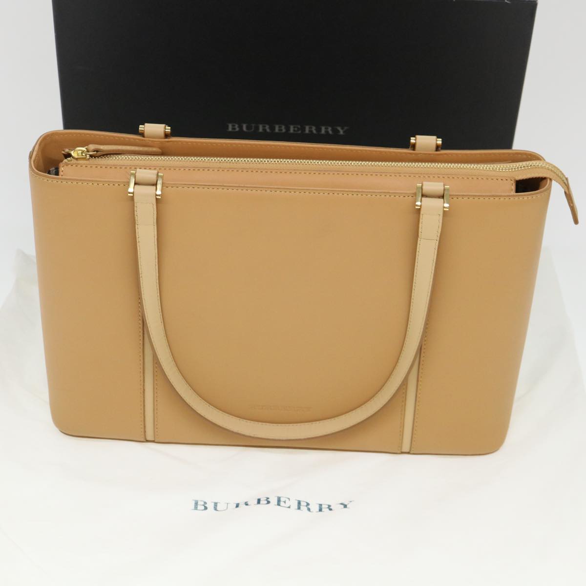 BURBERRY Shoulder Bag Leather Beige Auth yb038