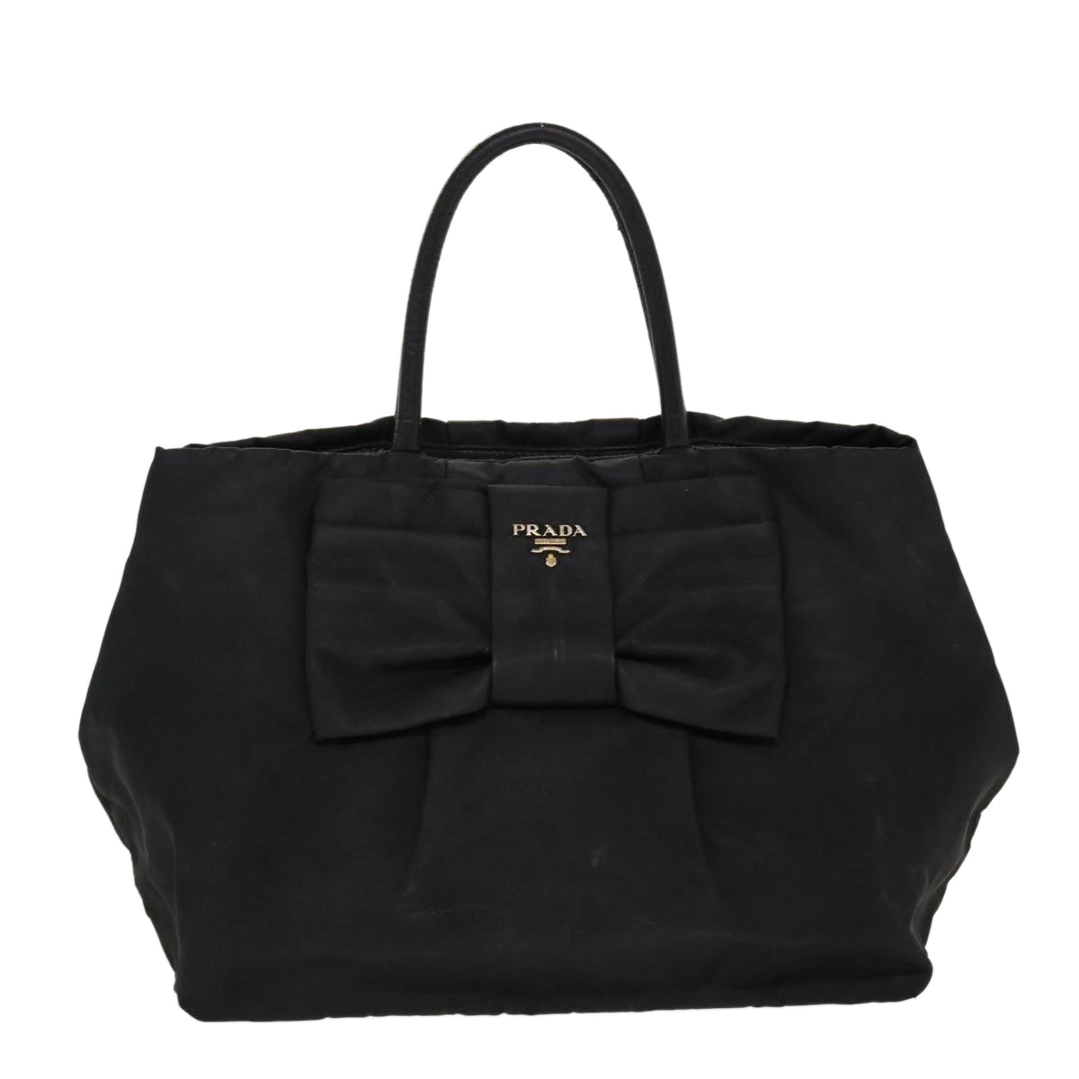 PRADA Hand Bag Nylon Black Auth yb046