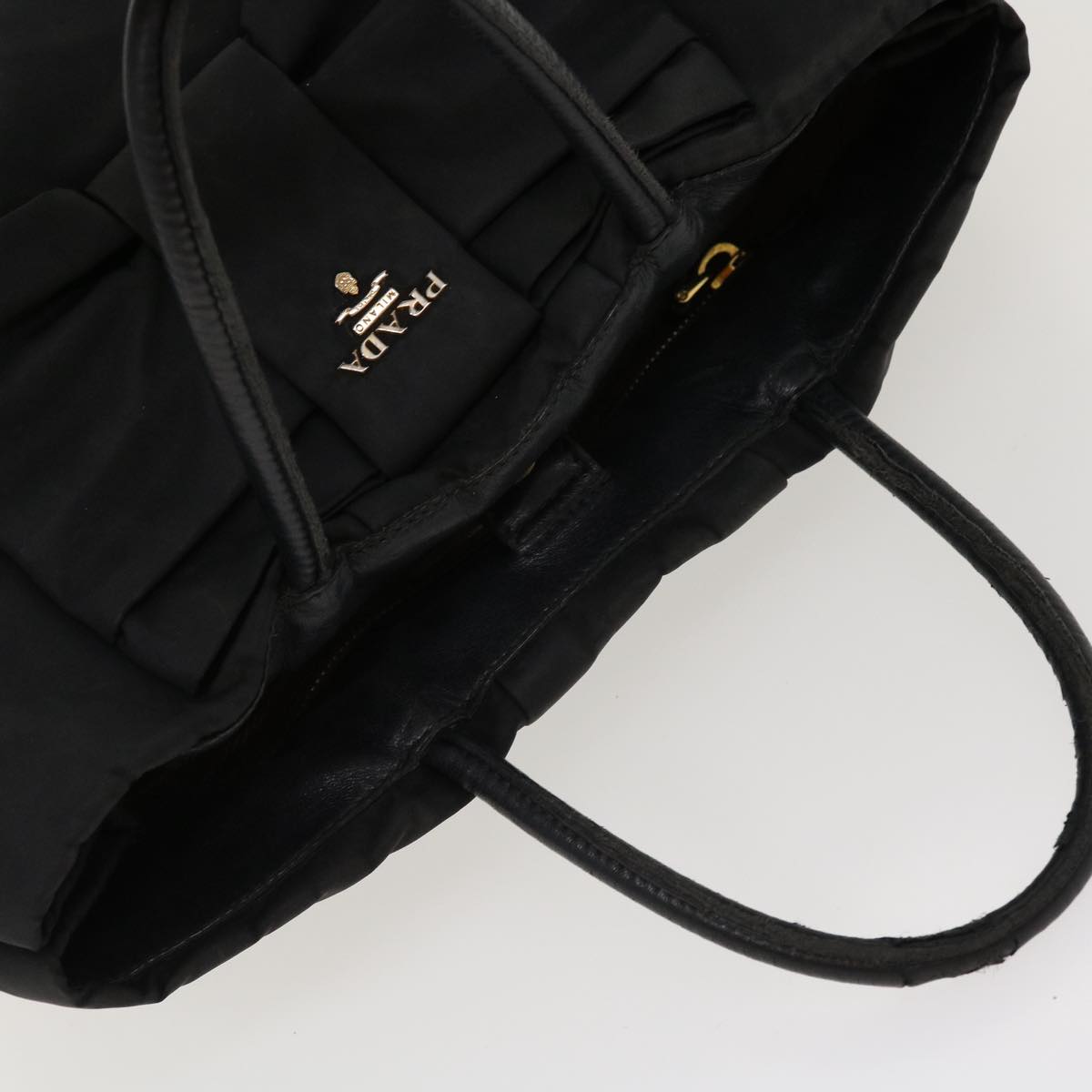 PRADA Hand Bag Nylon Black Auth yb046