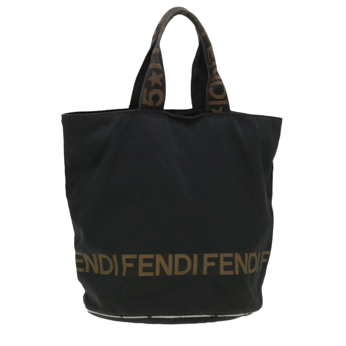 FENDI Hand Bag Nylon Brown Black Auth yb047