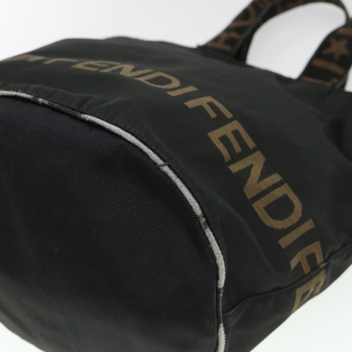 FENDI Hand Bag Nylon Brown Black Auth yb047