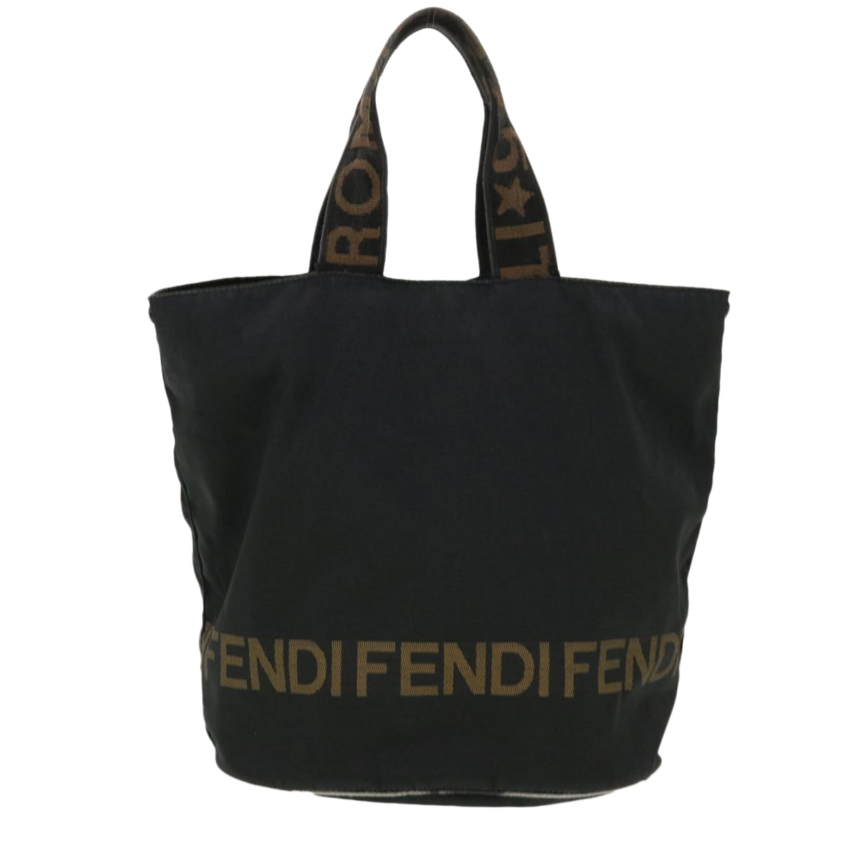 FENDI Hand Bag Nylon Brown Black Auth yb047 - 0