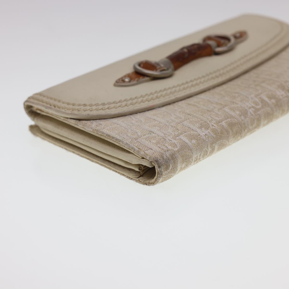 Christian Dior Trotter Canvas Long Wallet Beige 02-LU-0067 Auth yb069