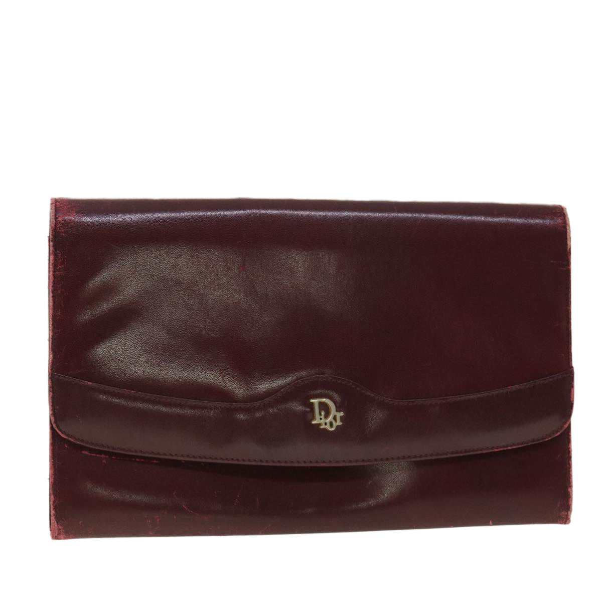 Christian Dior Clutch Bag Leather Red Auth yb071