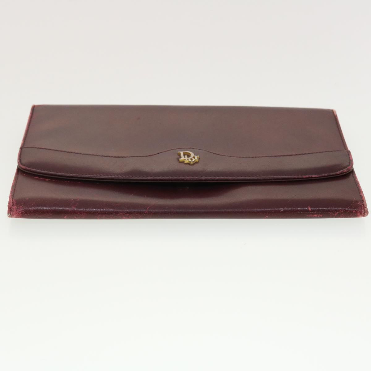 Christian Dior Clutch Bag Leather Red Auth yb071