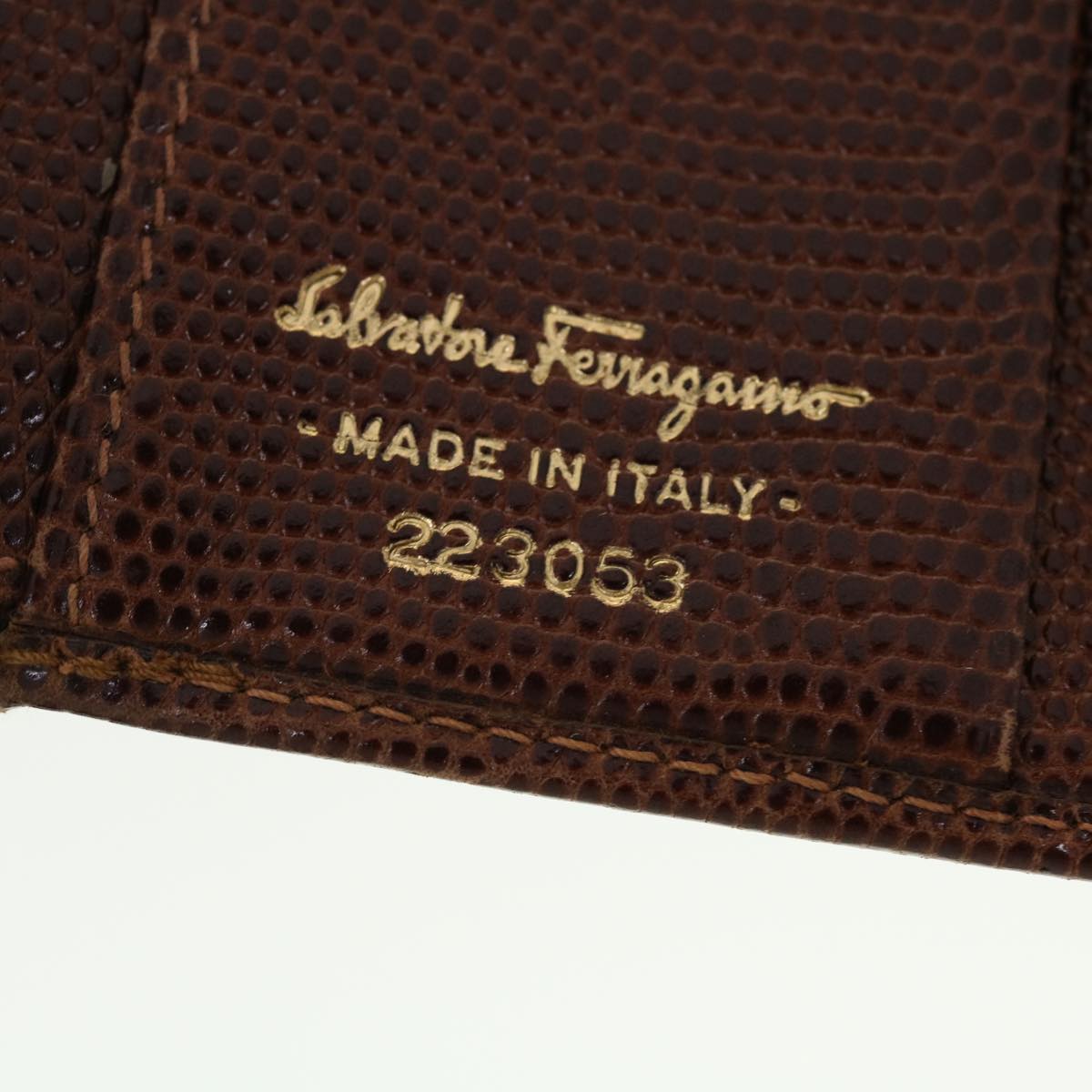 Salvatore Ferragamo Wallet Leather 3Set Red Black Brown Auth yb076