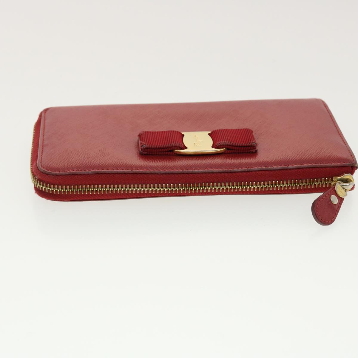 Salvatore Ferragamo Wallet Leather 3Set Red Black Brown Auth yb076