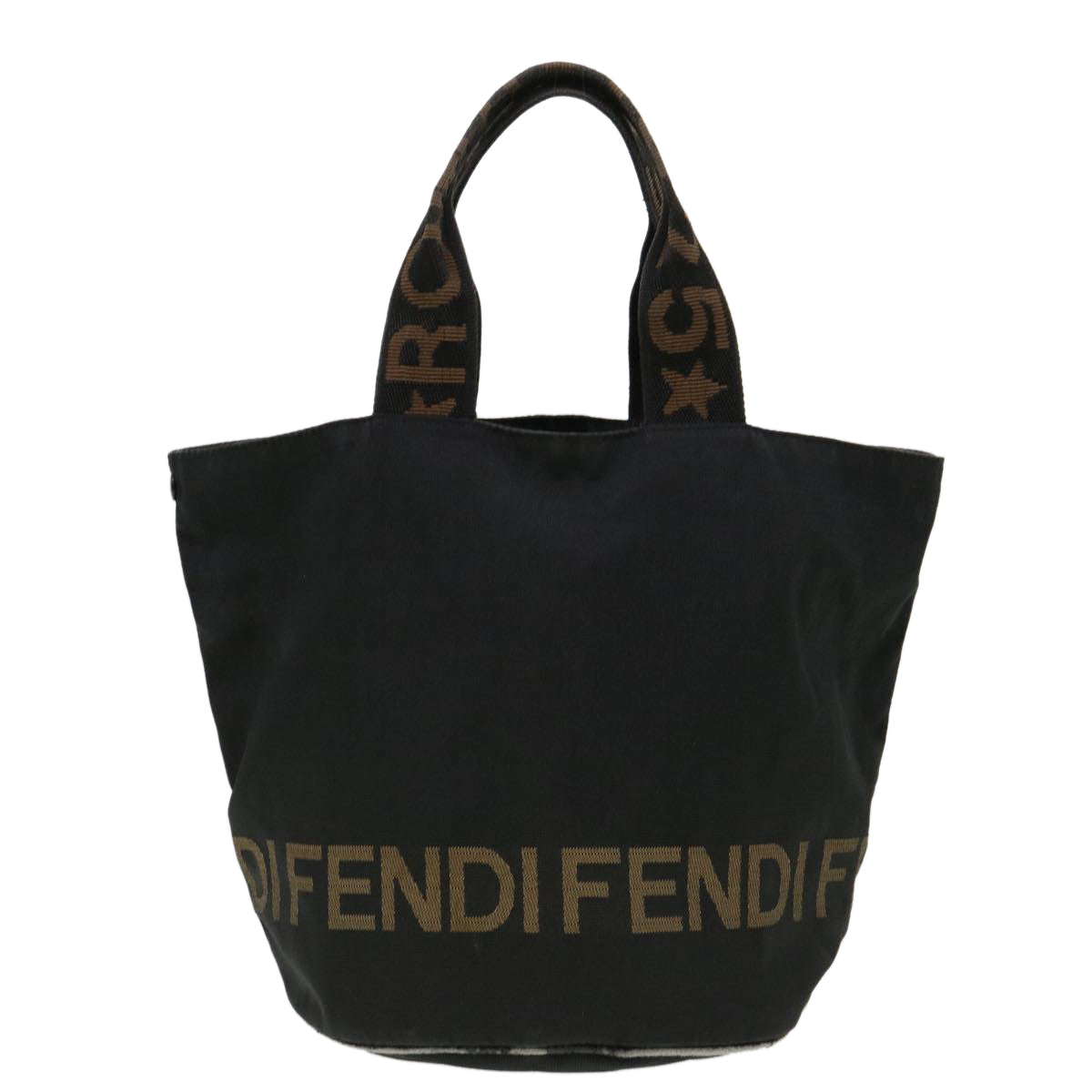 FENDI Hand Bag Nylon Black Brown Auth yb084 - 0