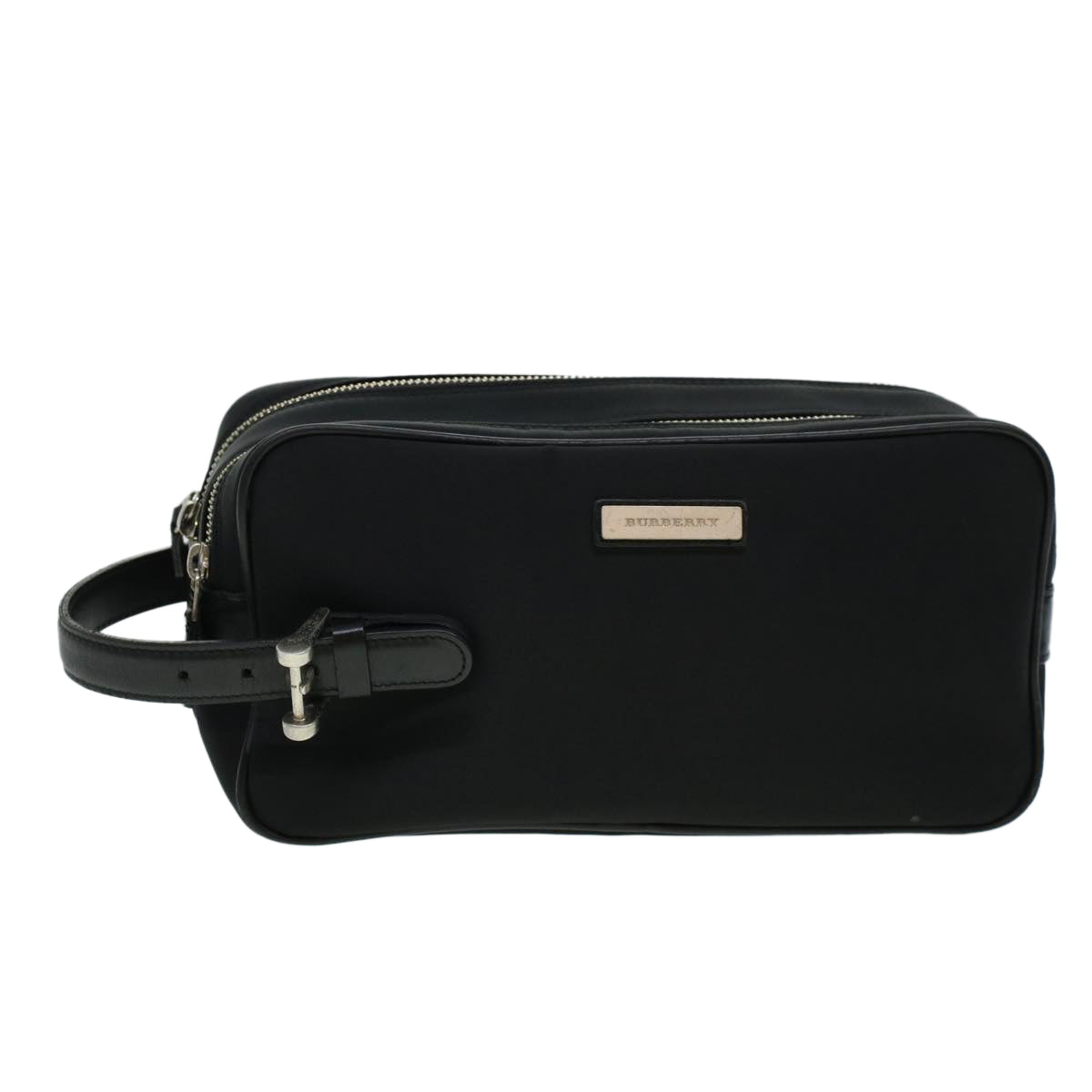 BURBERRY Clutch Bag Nylon Black Auth yb089