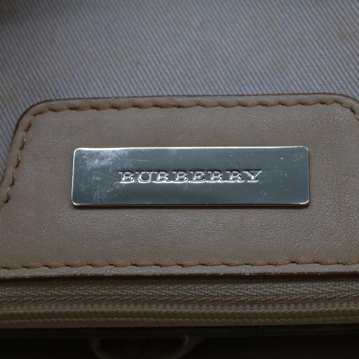 BURBERRY Tote Bag Canvas Leather Beige Auth yb121