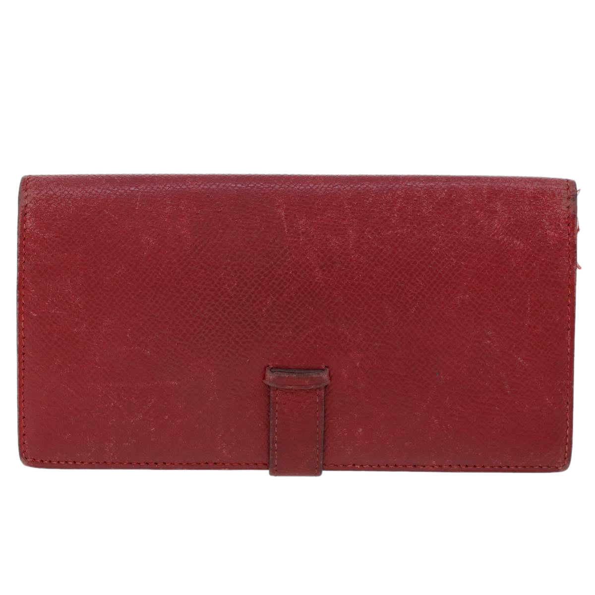 HERMES Bean Wallet Leather Red Auth yb127 - 0