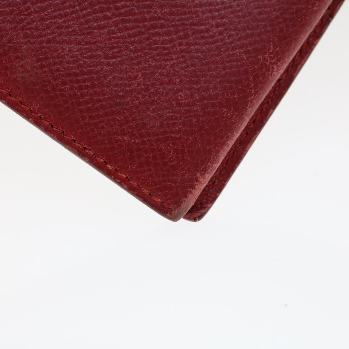 HERMES Bean Wallet Leather Red Auth yb127