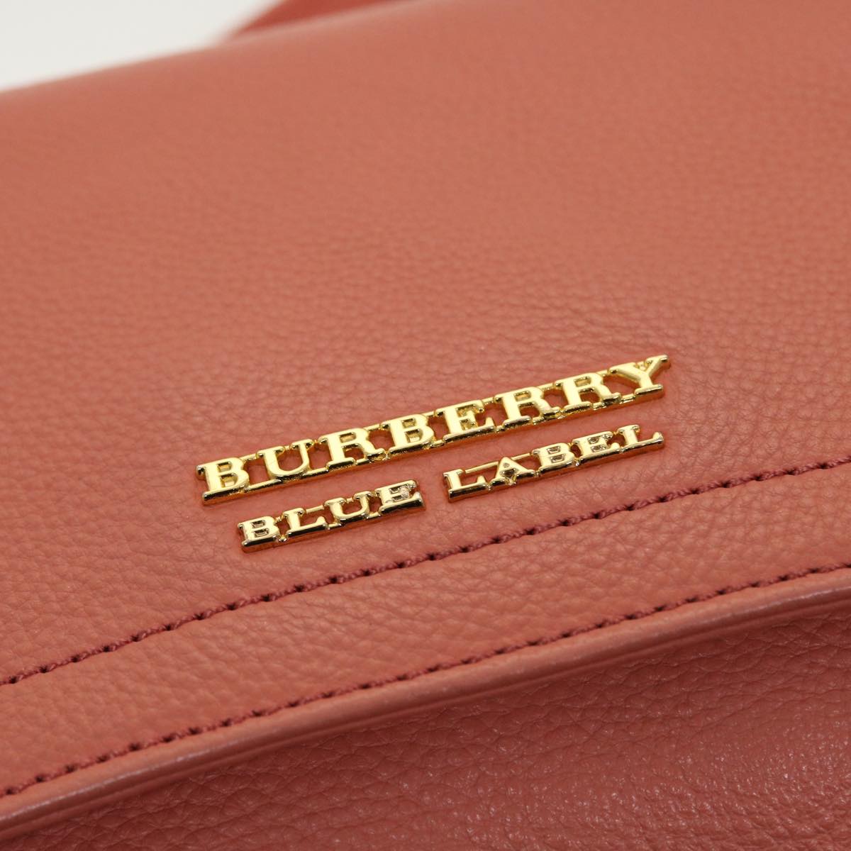 BURBERRY Blue Label Shoulder Bag Leather Orange Auth yb128