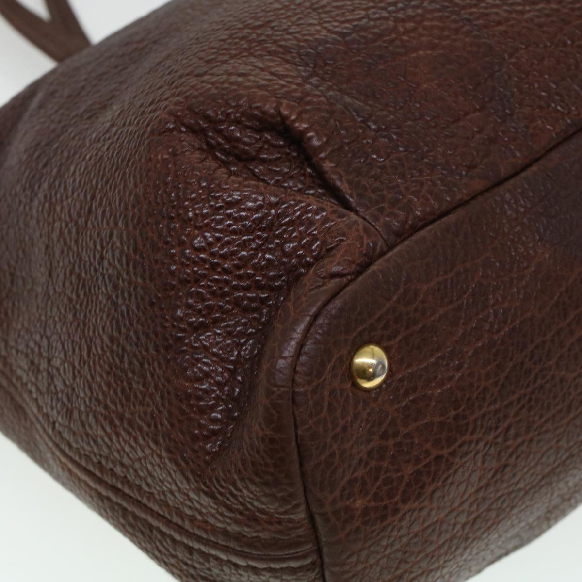 Miu Miu Studs Shoulder Bag Leather Brown Auth yb135