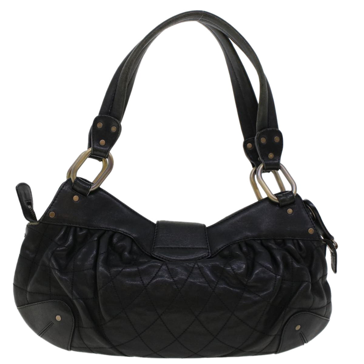 BALLY Shoulder Bag Leather Black Auth yb137 - 0