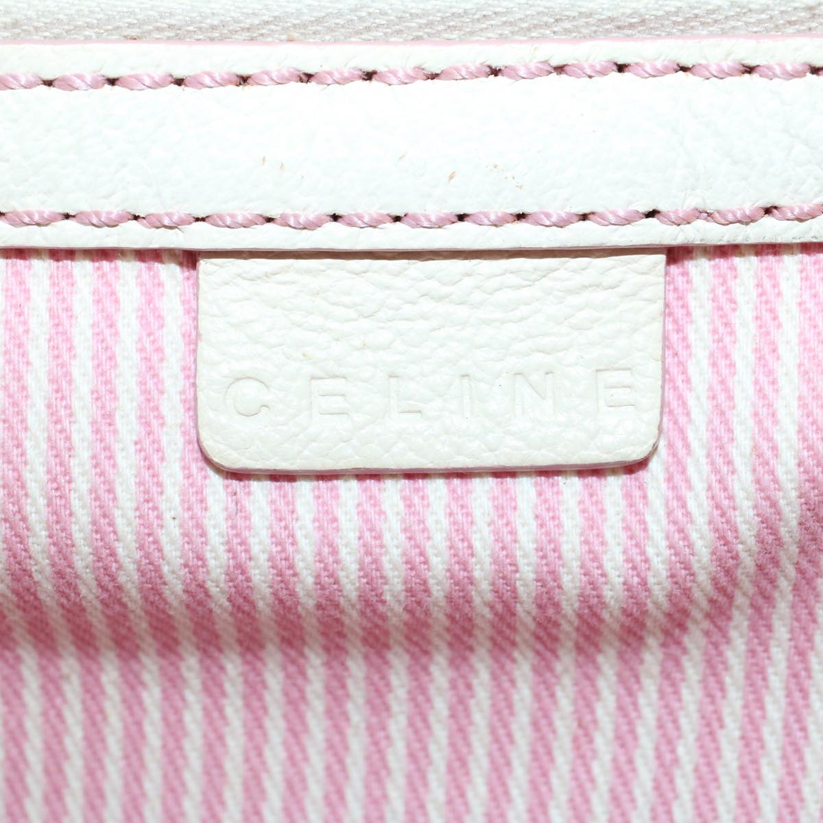 CELINE C Macadam Canvas Hand Bag Leather Pink Auth yb138