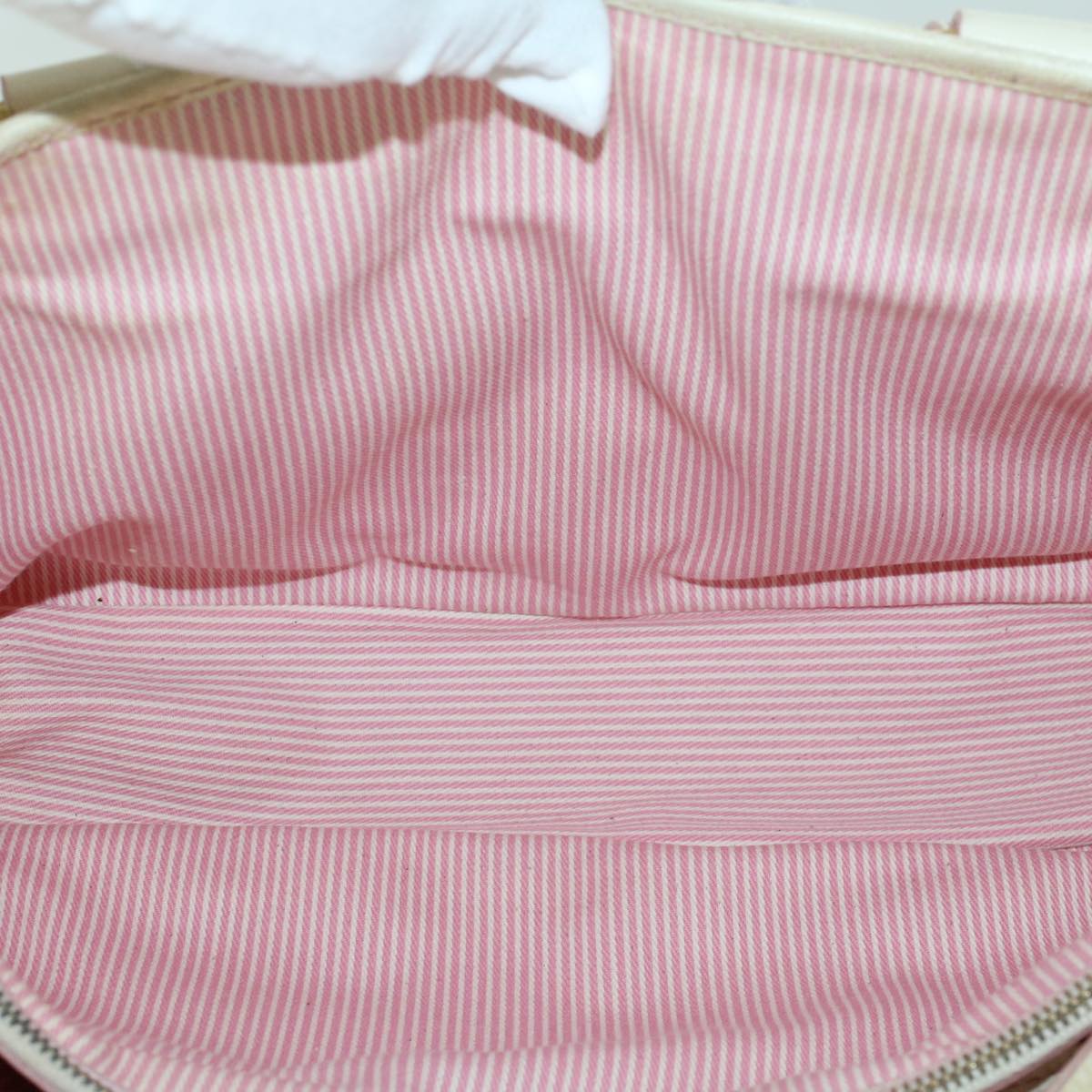 CELINE C Macadam Canvas Hand Bag Leather Pink Auth yb138