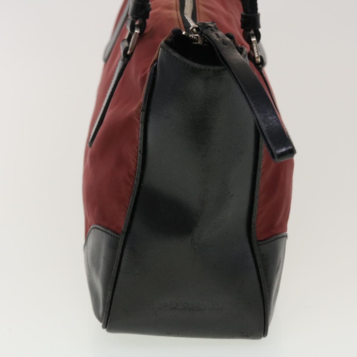 PRADA Shoulder Bag Nylon Leather Red Auth yb140