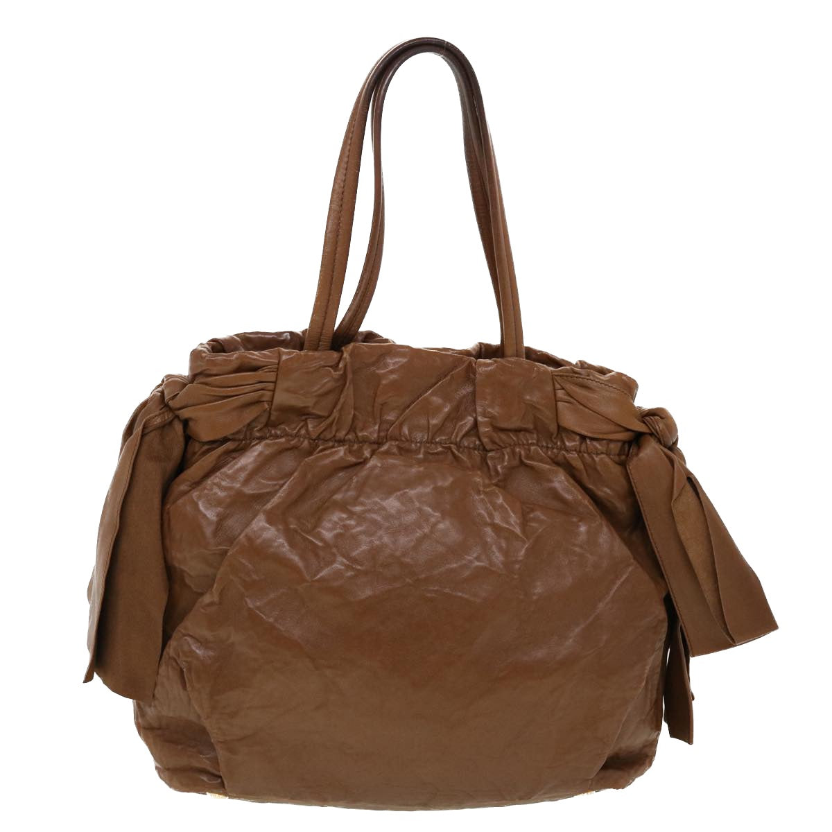 PRADA Hand Bag Leather 2way Shoulder Bag Brown Auth yb143 - 0
