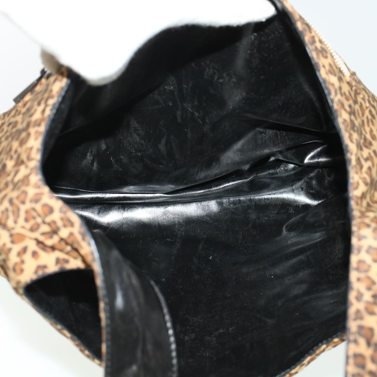BOTTEGA VENETA Leopard Backpack Shoulder Bag Nylon Brown Black Auth yb145