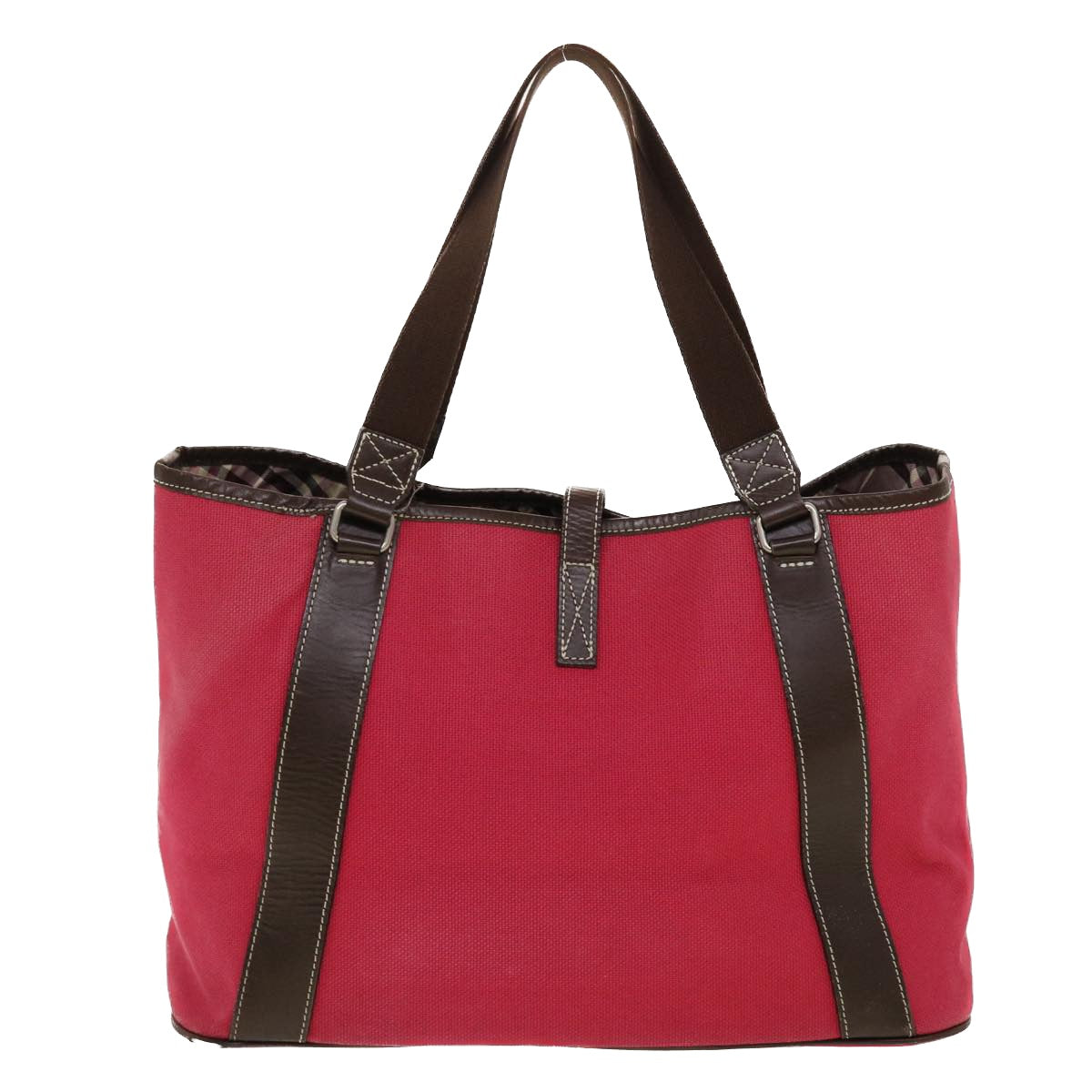 BURBERRY Shoulder Bag Canvas Leather Red Auth yb149 - 0