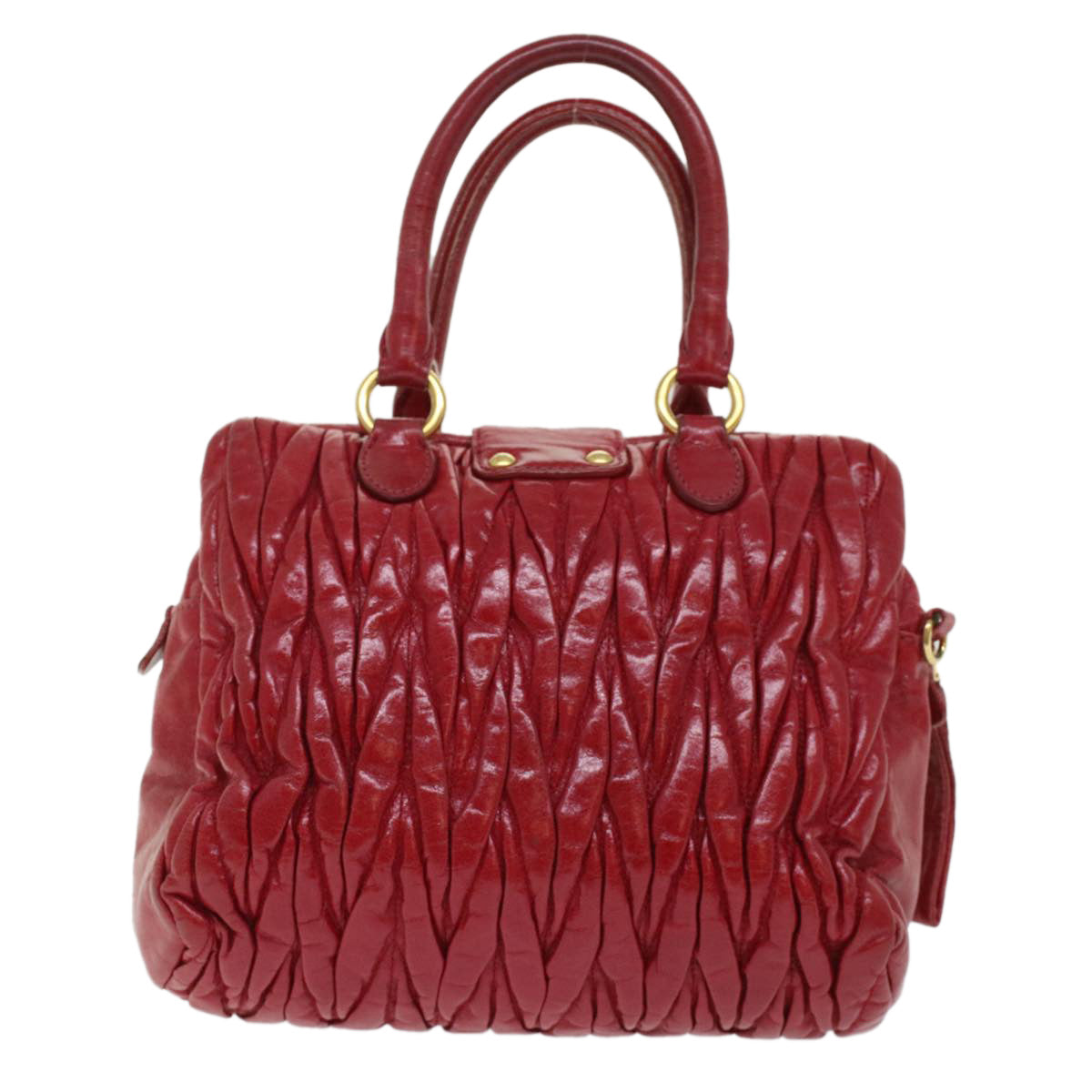 Miu Miu Materasse Hand Bag Leather 2way Red Auth yb158 - 0