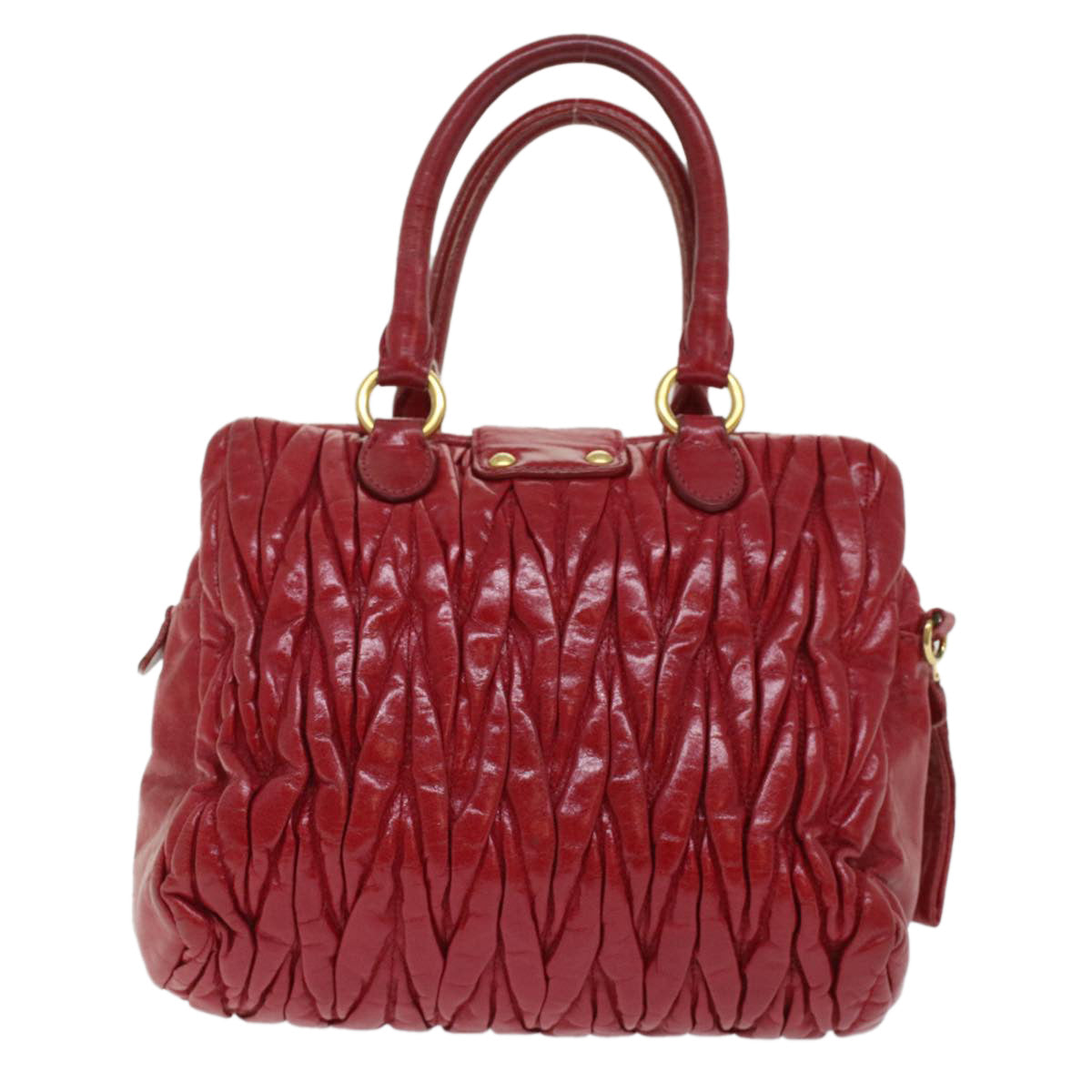 Miu Miu Materasse Hand Bag Leather 2way Red Auth yb158