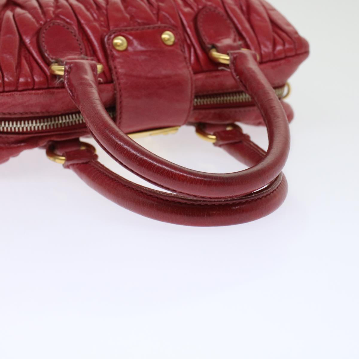 Miu Miu Materasse Hand Bag Leather 2way Red Auth yb158